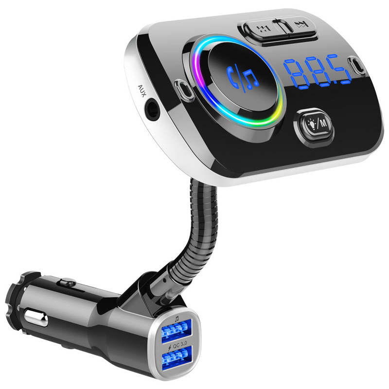 Bc49aq 車 MP3 プレーヤー Bluetooth ハンズフリー通話カラフルな周囲光 Qc3.0 高速充電車載 MP3|undefined