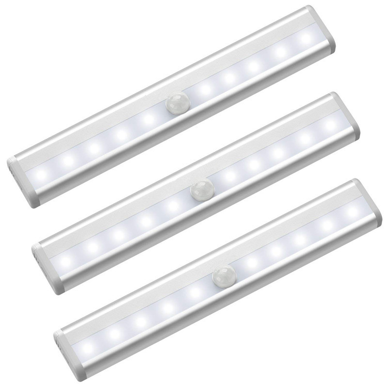 10LED human body automatic induction lamp night light Foreign trade aluminum strip LED corridor Light Battery cabinet light wardrobe light