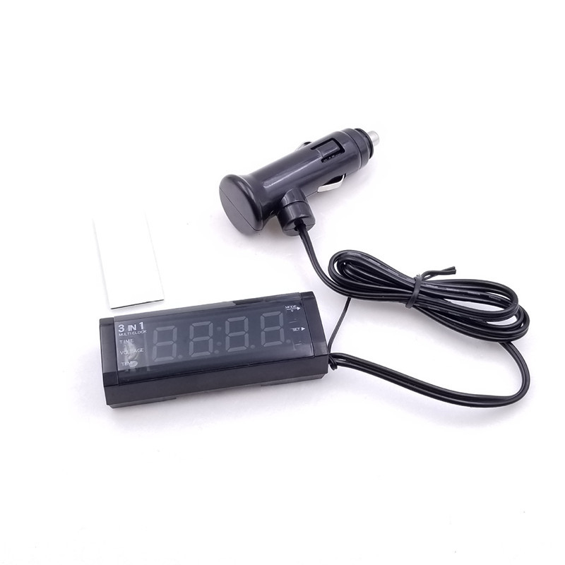 Car clock thermometer voltage three-in-one display red light blue light selection electronic clock car thermometer