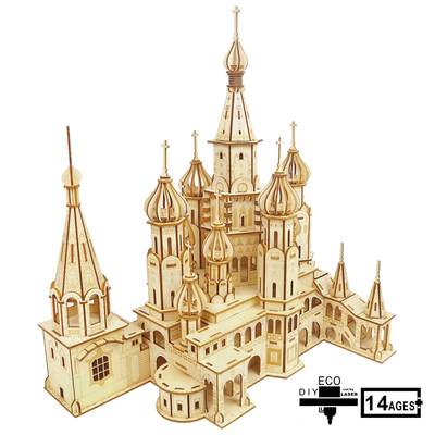 Factory Direct 3D wooden puzzle diy children's toys educational Three-dimensional puzzle St. Vassili Cathedral