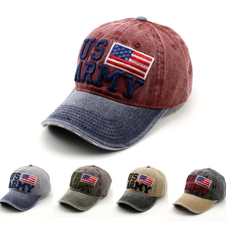 Washed Baseball Cap Foreign Trade New Men's Spring and Summer Outdoor Casual Hat Embroidered USARMY Letters Cap