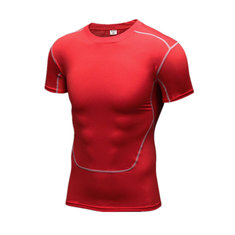 Men's Short-sleeved Sports Tights Fitness Clothes Summer Running Basketball Clothes Training Clothes High-elastic Short-sleeved Quick-drying T-shirt