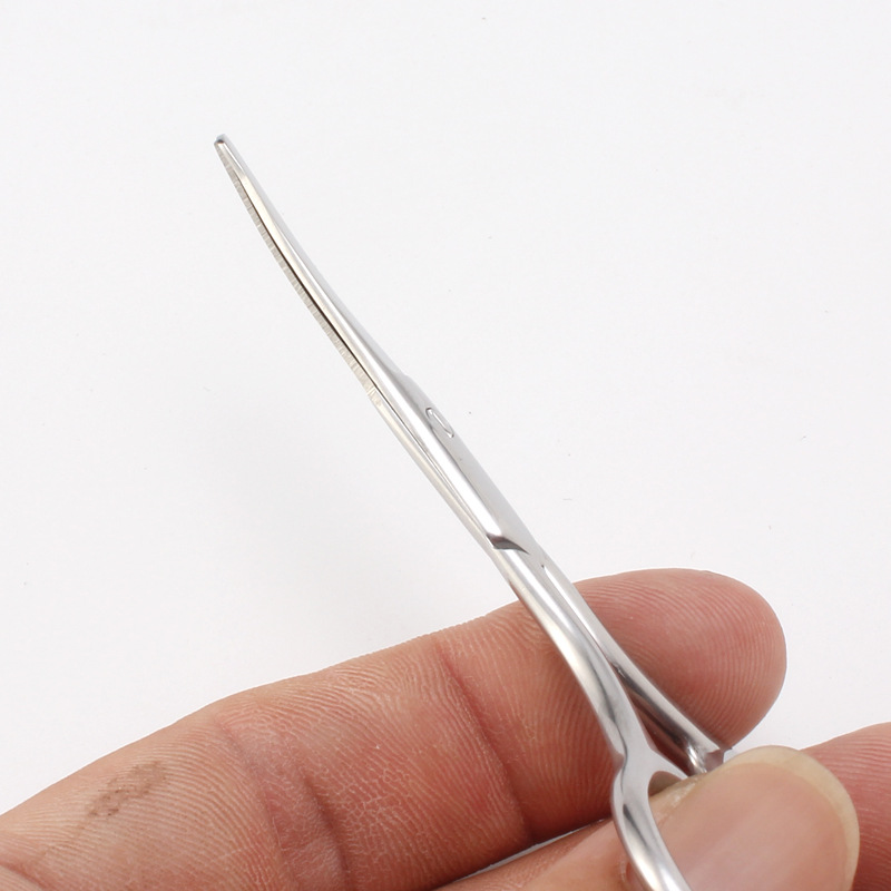 Stainless steel nose hair scissors hair trimming knife round head elbow beauty eyebrow beard scissors eyebrow scissors