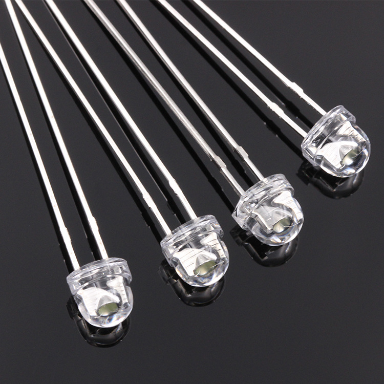 Haolaiguang in-line led light emitting diode f5/5mm straw hat long legs transparent edge in-line LED lamp beads