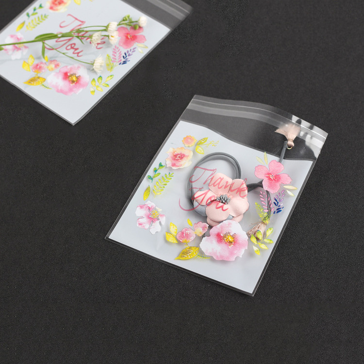 Factory direct baking packaging thankyou peach blossom self-sealing bag candy snack food packaging bag 100/piece