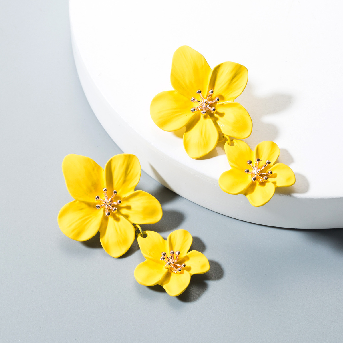 ins Korean Style Fresh Flower Earrings Women's Bohemian Multi-color Double-layer Long earring European and American earring