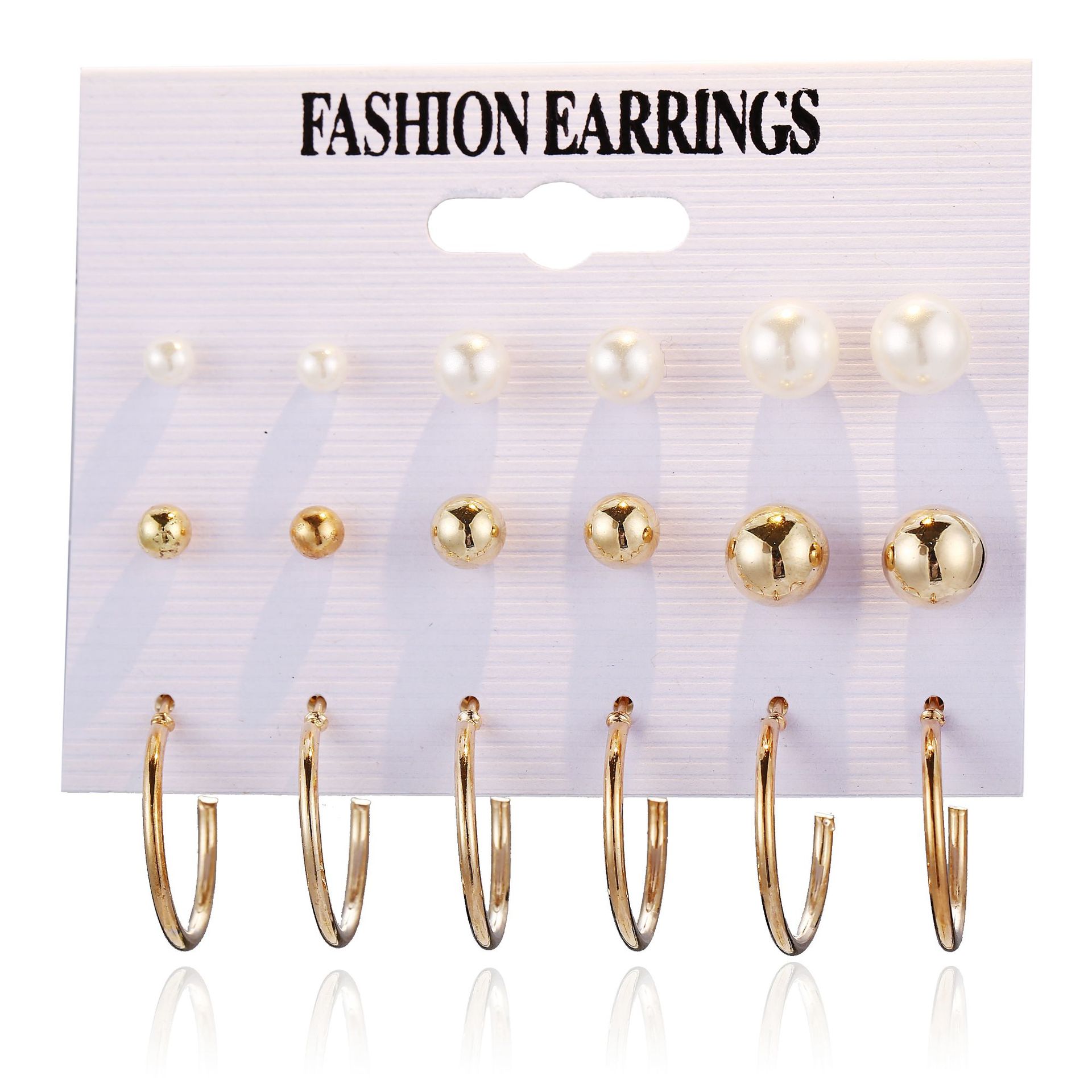 Europe and the United States cross-border new earrings wholesale creative simple retro Pearl open circle earrings set 9 pairs
