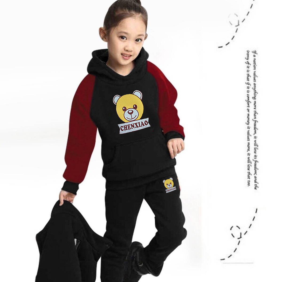 [Jacket + Pants + Vest] Children's Autumn and Winter Suit Boys and Girls Sweater plus velvet warm three-piece children's clothing
