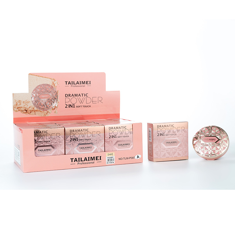Taleme tlm durable waterproof concealer double dry double use brightening oil control powder cake does not take off makeup moisturizing white powder cake