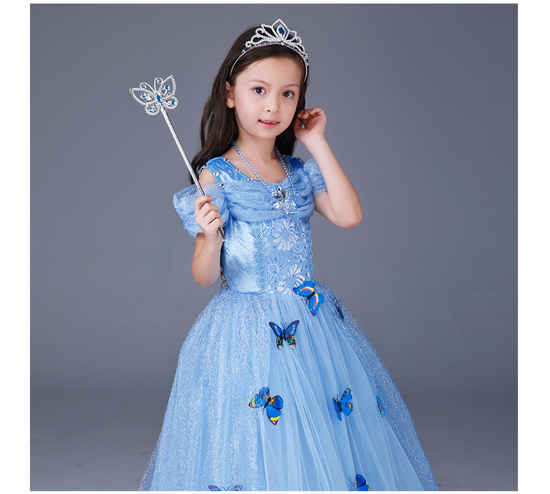210000 Santa Festival Cinderella Dress Frozen Aisha Sophia Girls Dress Children's Short Sleeve Princess Dress