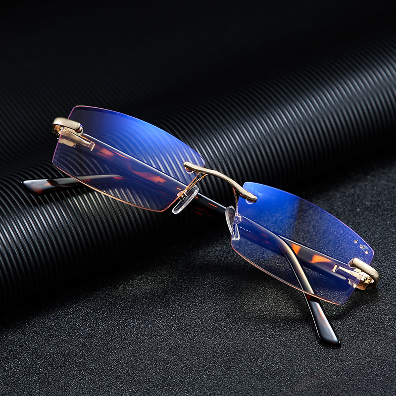 Diamond Frameless Anti-blue Light Presbyopia Glasses Men's Anti-radiation Flower Glasses Comfortable Anti-eye Fatigue Glasses Lightweight 802