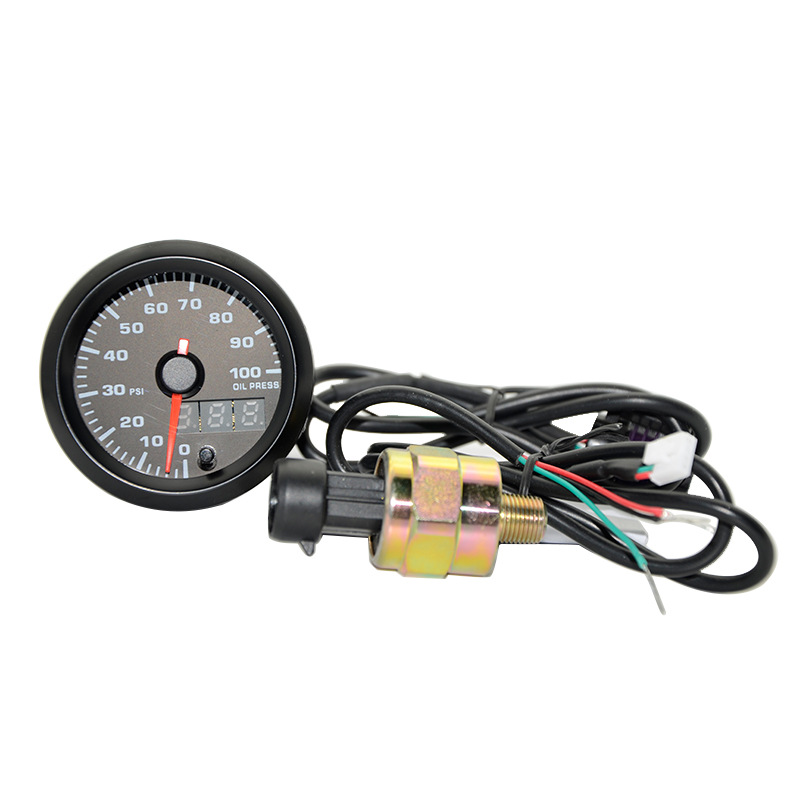 2-inch 52MM black shell pointer plus digital display high-speed stepper motor hydraulic instrument car instrument modification instrument