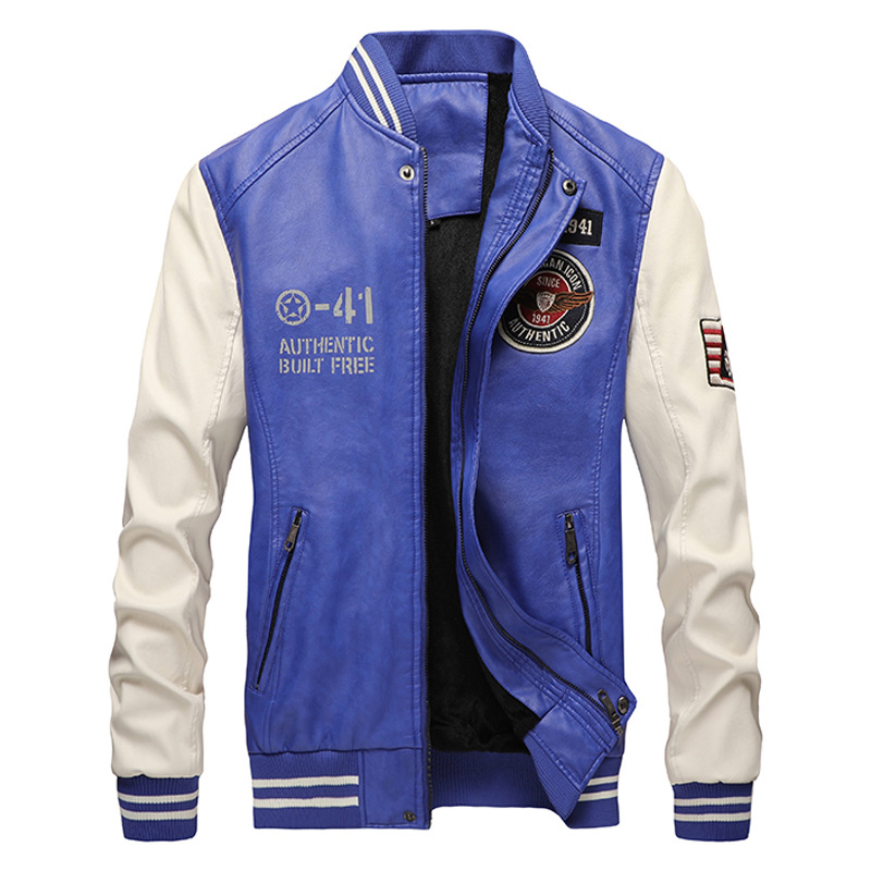 Cross-border exclusive for Amazon autumn and winter pu leather men's casual plus velvet padded leather jacket jacket men