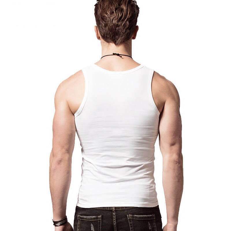 NanRenShuai/NanRenShuai Men's Pure Cotton Vest Slim Fit Sports Youth Breathable Thread Small Two Ribs