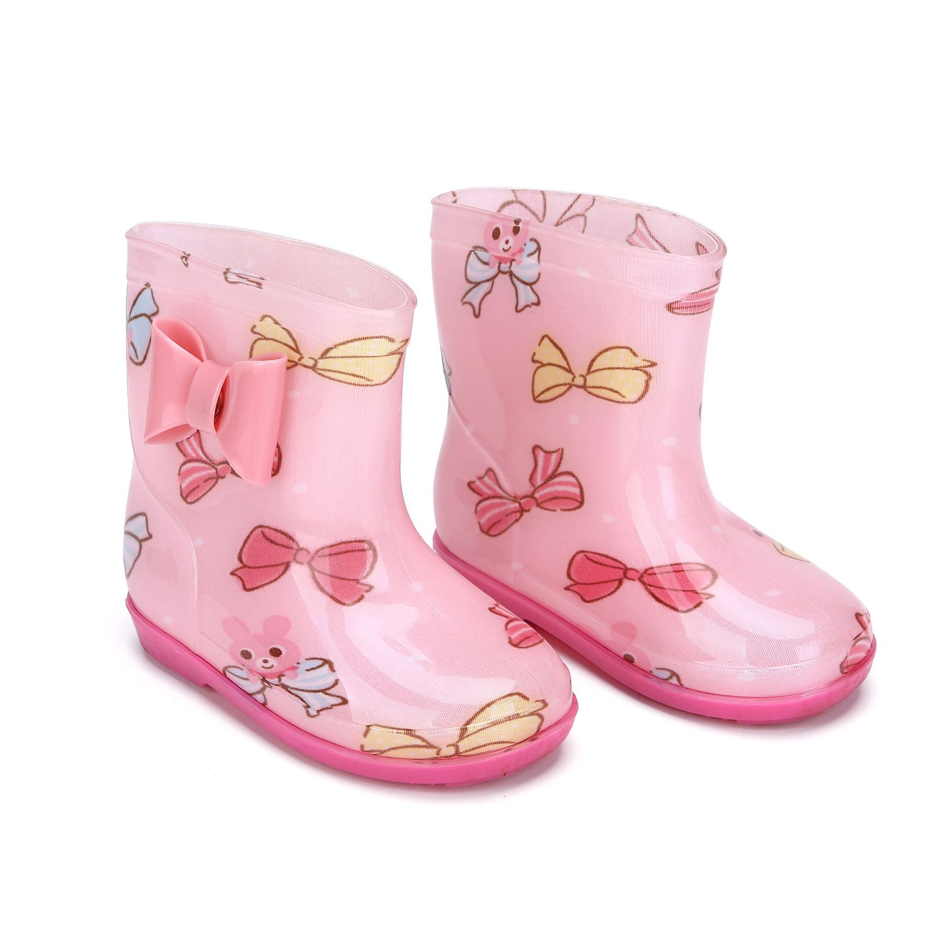 Star-chasing foot small flower cloth bow export Japan and South Korea fashion Children's rain boots baby rain boots girls a generation of hair