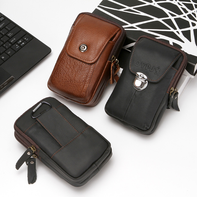 Oversized Leather Mobile Phone Bag Multi-purpose Men's Outdoor Tactical Waist Bag Large Capacity Leather Mobile Phone Bag Waist Bag Wholesale
