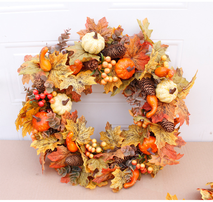 Autumn pumpkin wreath Thanksgiving Halloween wall ornaments AliExpress Amazon supply factory direct sales