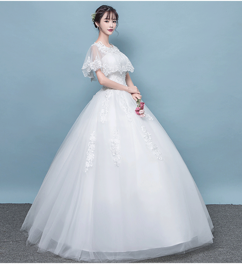 Wedding Dress 2022 Mori Style New Trailing Round Neck Korean Style Princess Bride Women's Slimming Wedding Dress