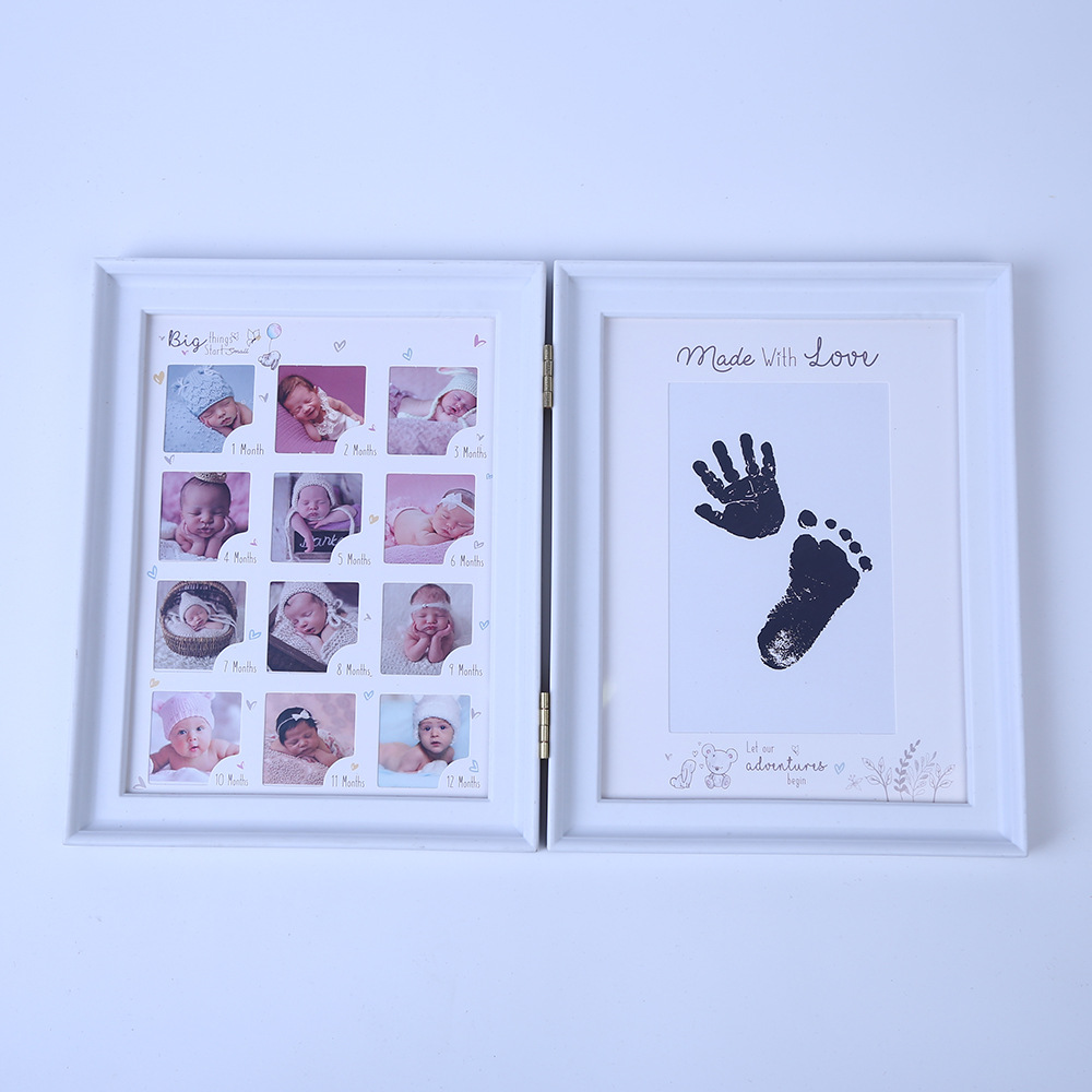 Newborn Hand and Foot Ink Pad Baby Hand and Foot Print Baby Hundred Days Full Moon Year Old Growth Commemorative Photo Frame Table