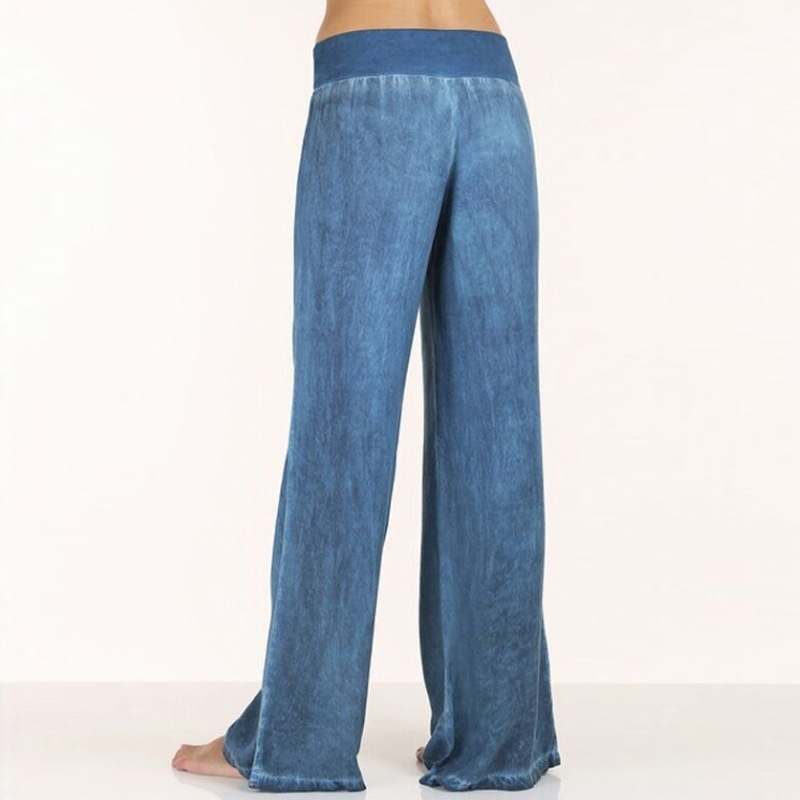 AliExpress ebay European and American foreign trade large size women's casual pants thin jeans wide leg pants pants a large number of spot