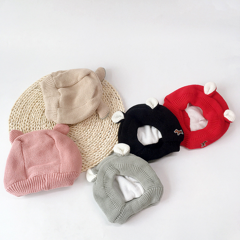 Hot New Pet Headgear Autumn and Winter Rabbit Ear Velvet Knitted Size Dog Warm Windproof Hat