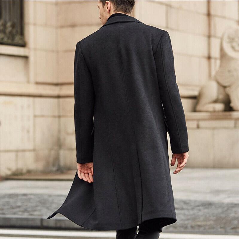 2023 Foreign Trade European and American Men's Woolen Coat Cross-border New British Large Size Long Amazon Double-sided Woolen Coat