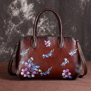 New Style Bag Women's Retro Top Layer Cowhide Women's Bag Casual Handmade Color European and American Handbag Messerman Bag