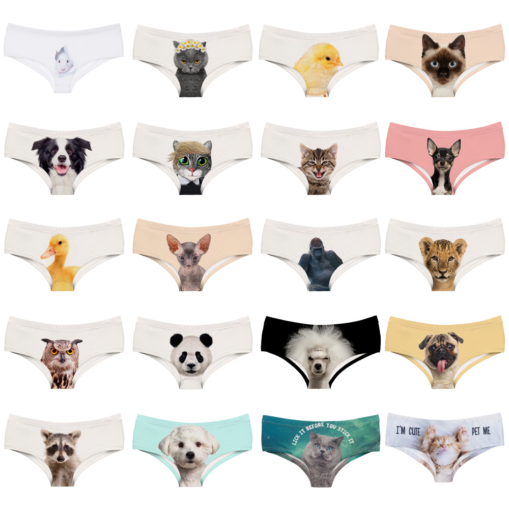 Cat duck chicken dog panda print seamless breathable ladies underwear low waist sexy sexy briefs foreign trade