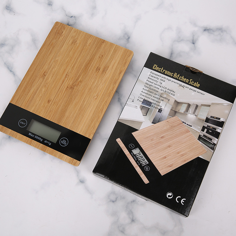 Bamboo panel kitchen scale electronic kitchen scale household kitchen scale flat scale 5KG