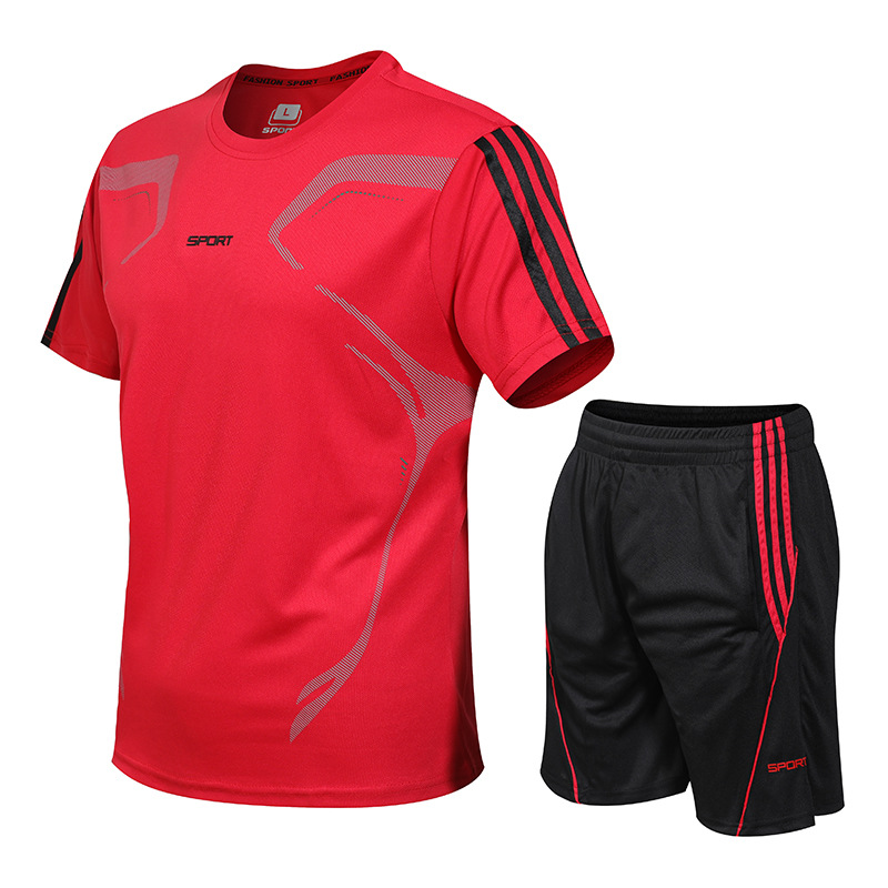 2024 Summer Men's Casual suit Short-sleeved Plus Size Plus Size Fat Men's Sports Shorts Slim-fit Fitness Clothes