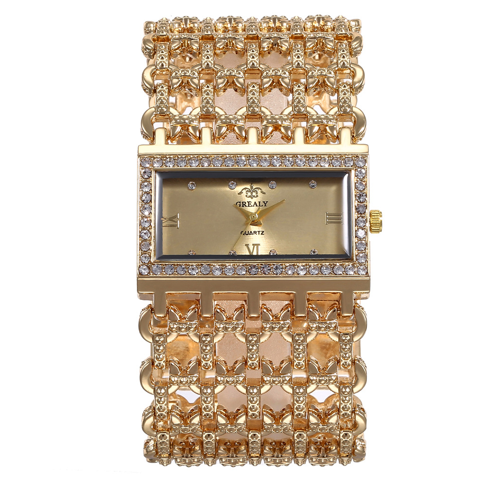 Personalized Square Case Large Strap Fashion Bracelet Quartz Watch Women's, Full Diamond Women's Set Watch