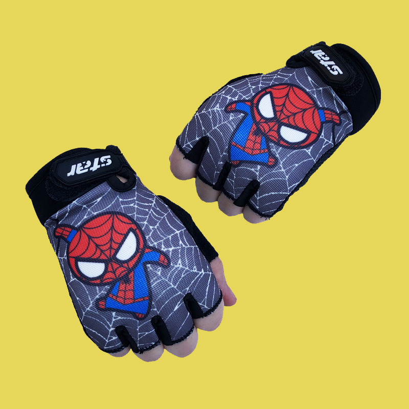 A generation of men's and women's children's half-finger cartoon cycling Spider-Man sports fitness protection children's gloves
