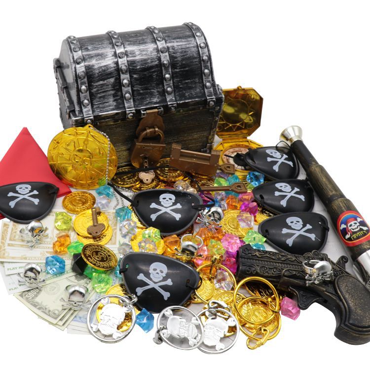 Amazon Hot Sale Pirate Big Treasure Chest Antique Plastic Large Pirate Treasure Chest Treasure Chest Children Treasure Hunt Chest Toy