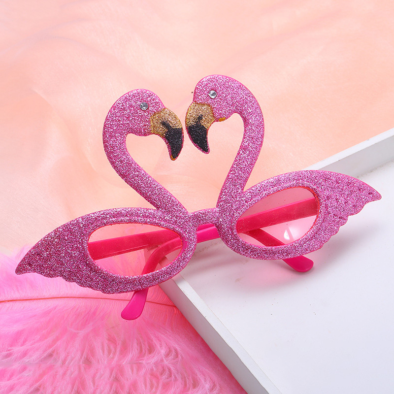 Cross-Border Wholesale Glitter Flamingo Sunglasses Hawaiian Glasses Beach Party Birthday Party Funny Glasses