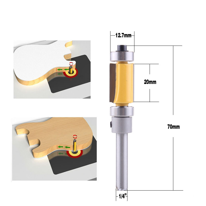 1/4 handle high-grade imitation trimming cutter woodworking milling cutter imitation slotting cutter double bearing trimming cutter