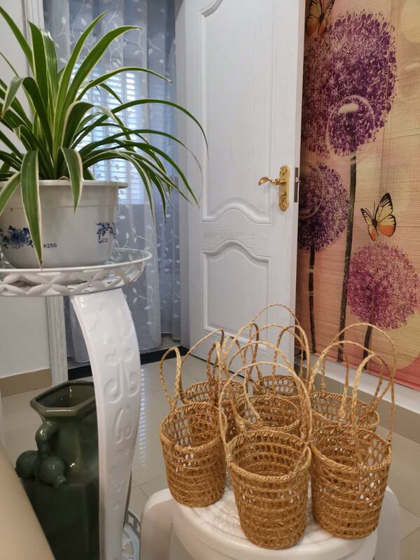 Ins超火精致手編み小花籠純手編み草編み工芸品私信|undefined