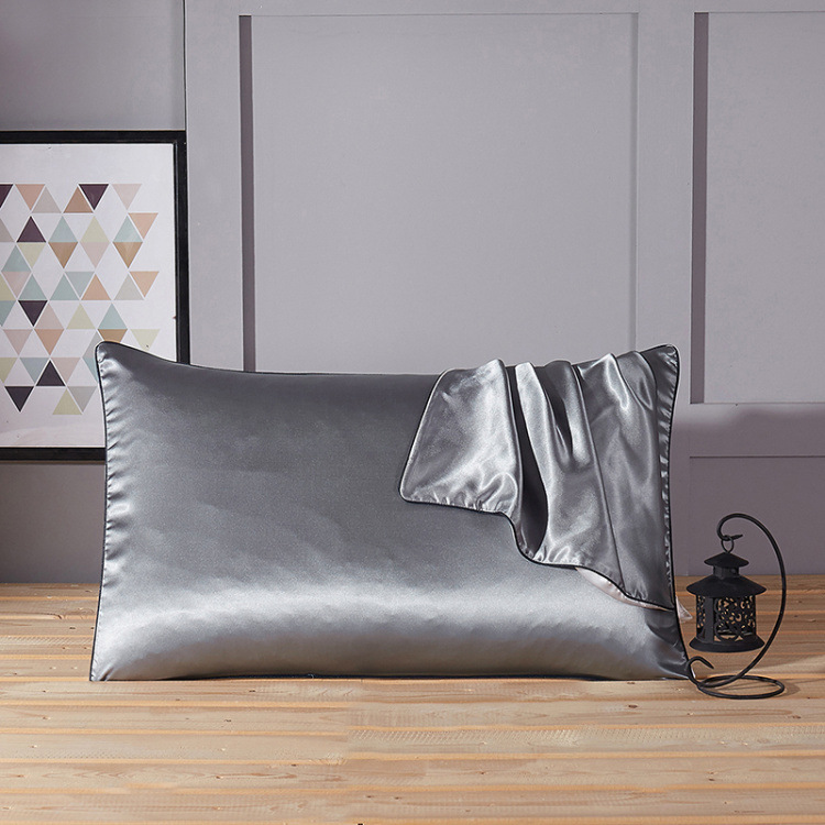 Export Foreign Trade Solid Color Silk Pillow Case Single Silk Pillow Towel Sade Ice Silk Satin Pillow Case