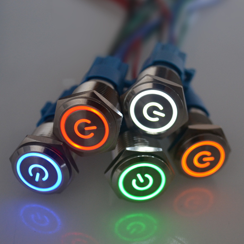 Waterproof belt with light, self-locking button, normally open and normally closed, car modification switch 12 16 19 22 25