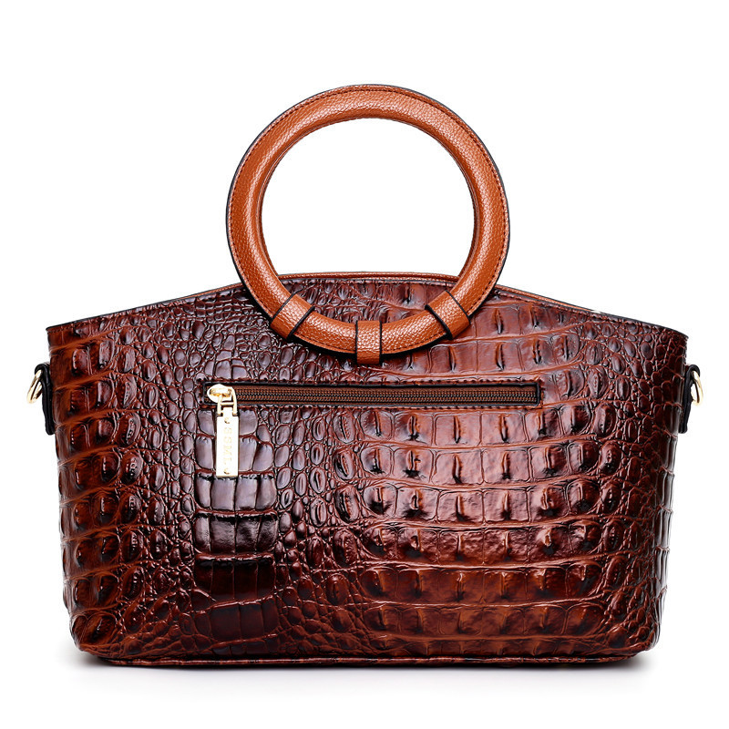 Style new ladies handbag European and American style fashion crocodile pattern ring shoulder diagonal bag manufacturers mixed color wholesale