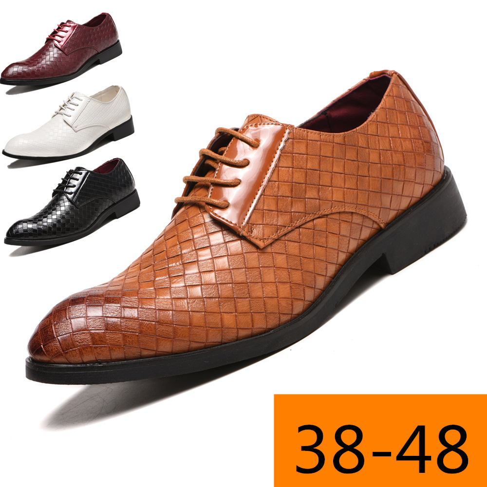 Cross-border New 3702 Plaid men's Cross-border Large Size Leather shoes men's shoes men's Casual Leather shoes