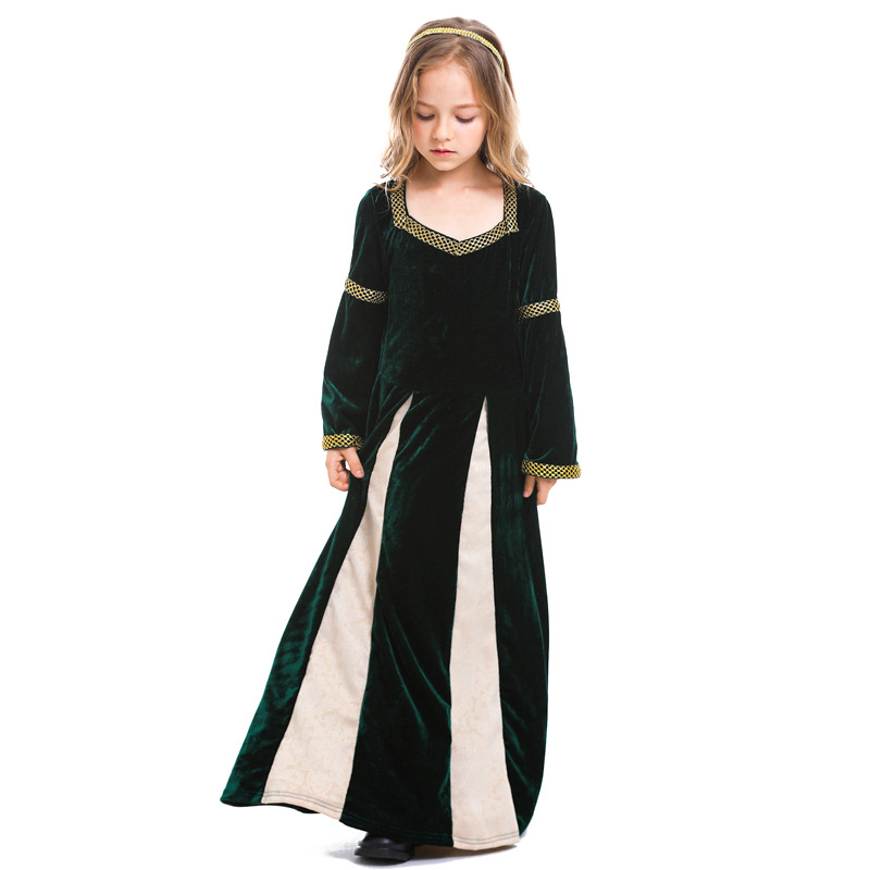 Renaissance Retro Medieval Girls' Costume Song and Dance Drama Stage Costume Palace Trumpet Sleeve Long Dress