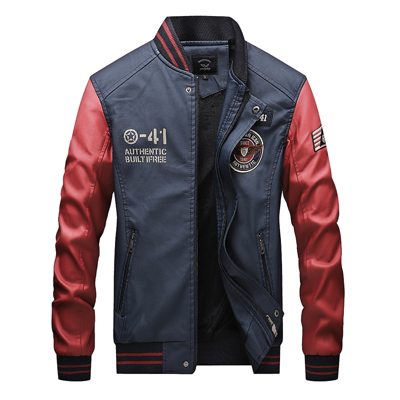 Cross-border exclusive for Amazon autumn and winter pu leather men's casual plus velvet padded leather jacket jacket men