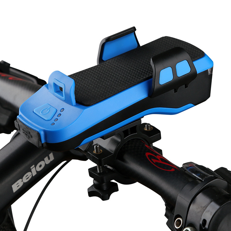 Bicycle headlight USB charging treasure with mobile phone bracket bicycle horn light mobile phone rack safety riding equipment