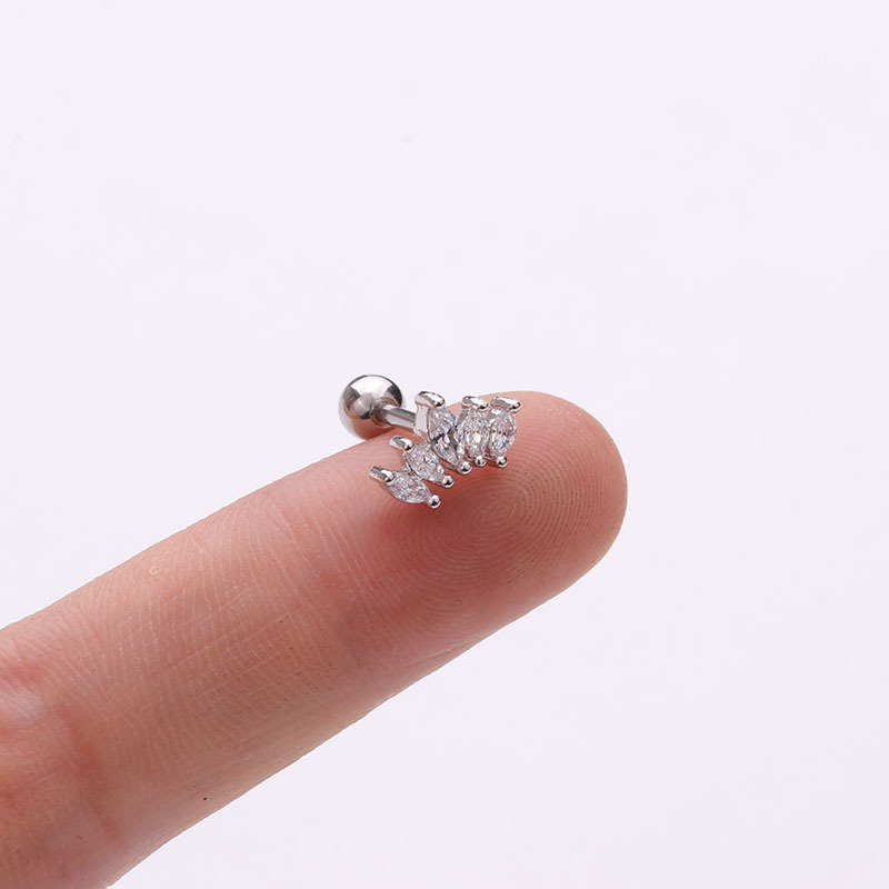 Snowflake zircon earrings Korean stainless steel twist ball earrings foreign trade creative ear piercing jewelry five-pointed star earrings