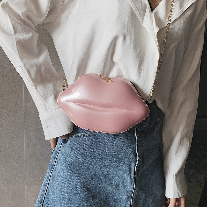 2022 New Fashion Korean chic Chain Lips Small Bag Instagram Style Super Bag Women's All-match Mini Shoulder Crossbody Bag