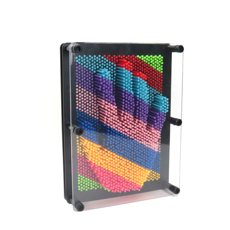 Rainbow Colorful Square Plastic Hand Mold 3d Three-dimensional Variable Needle Painting Hand Mold Children's Handprint Plastic Crafts Play