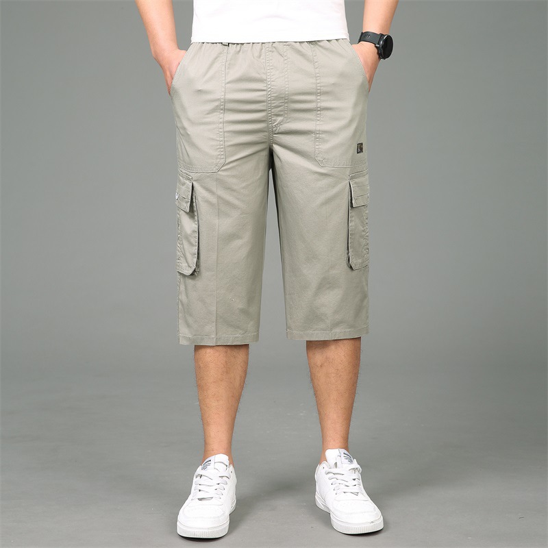 Summer Loose Straight Cropped Pants Large Size Workwear Sports Shorts Casual Pants Dad Middle-aged Shorts Breeches