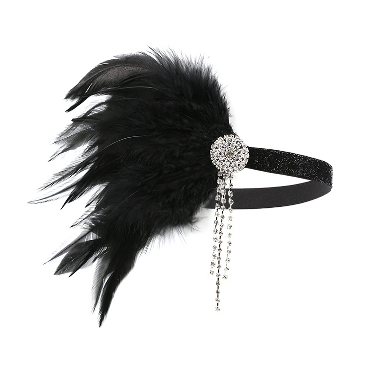 Original Design Feather Hair Band Black Ostrich Hair Headwear Indian Gypsy Ethnic Style Retro Dance Headwear