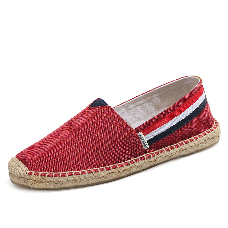 Summer men's canvas shoes a pedal lazy solid color linen cloth shoes straw fisherman shoes old Beijing cloth shoes wholesale
