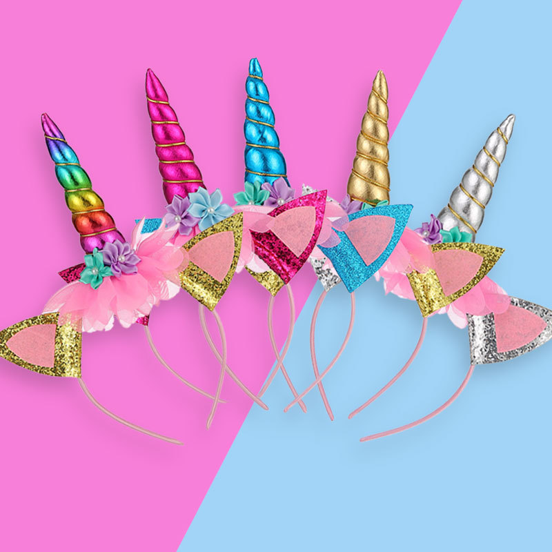 Explosions European and American Unicorn Headband Ball Halloween Birthday Party Headband Children Princess Horn Headband Wholesale